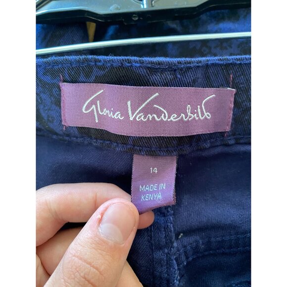 Gloria Vanderbilt Amanda Classic Tapered Jeans 14 Navy Paisley Stretch Denim NEW - Picture 4 of 9